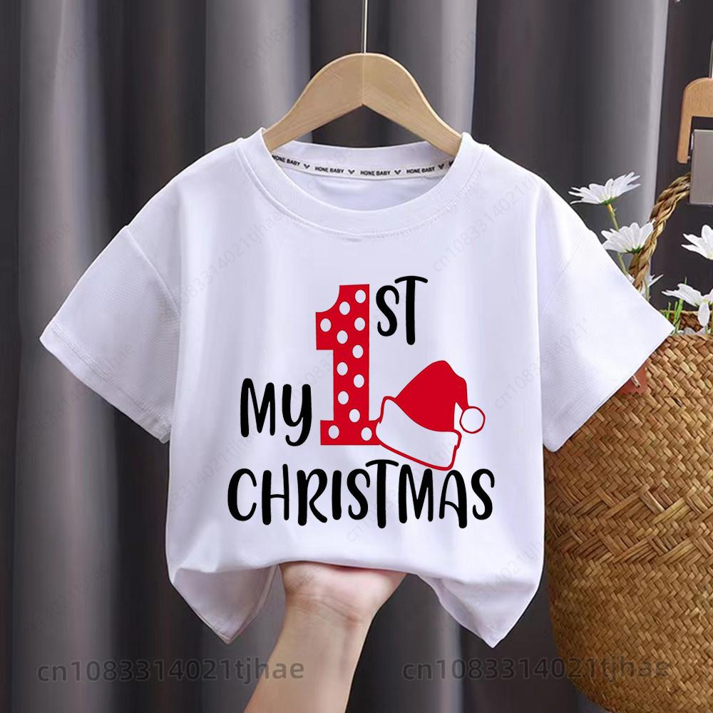 Merry Christmas Moose Graphics Kids Tshirts for Babys Santa Claus Christmas Party T-Shirt for Boys T Shirts for Girl Tops Tees
