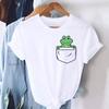 Pocket Frog Print T-Shirt Women Men Summer Casual Short Sleeve Round Neck Tops Fashion T-Shirts Round Neck Funny Y2k Clothes