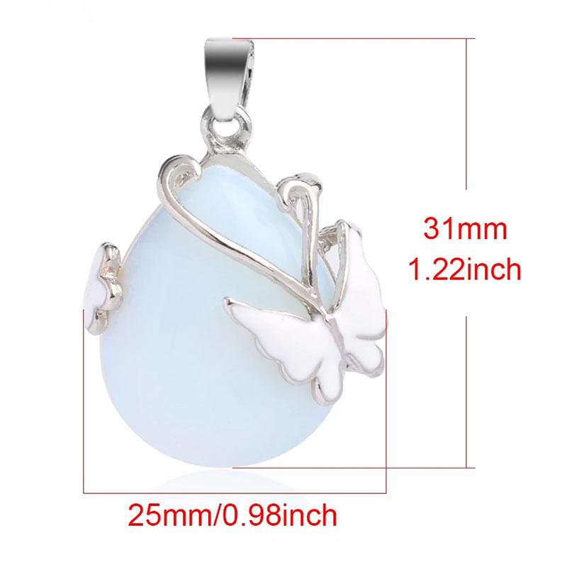 Vintage Wire Wrap Butterfly Gemstone Rose Quartz Amethyst Opalite Healing Crystal Pendant Necklace