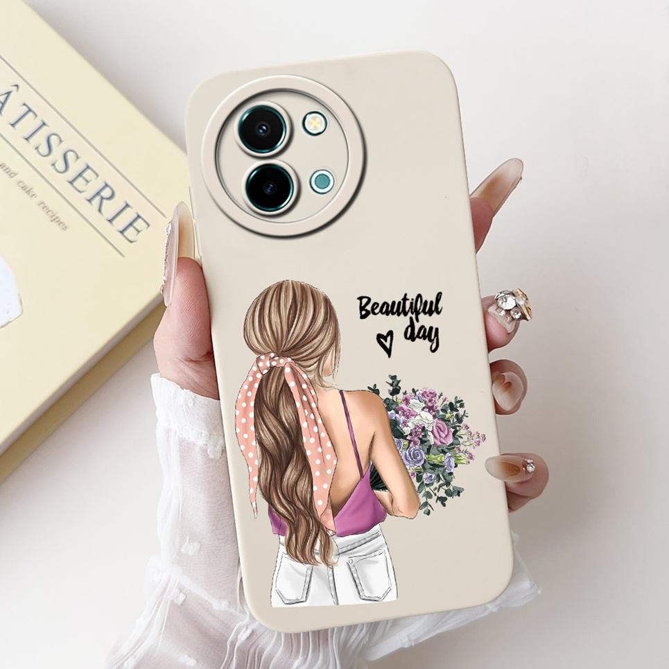 For Vivo Y38 Y58 T3x Y200i Y200t Back Cover Flower Butterfly Women Girly Fashion Phone Case For Vivo V2355 V2388 Liquid Silicone