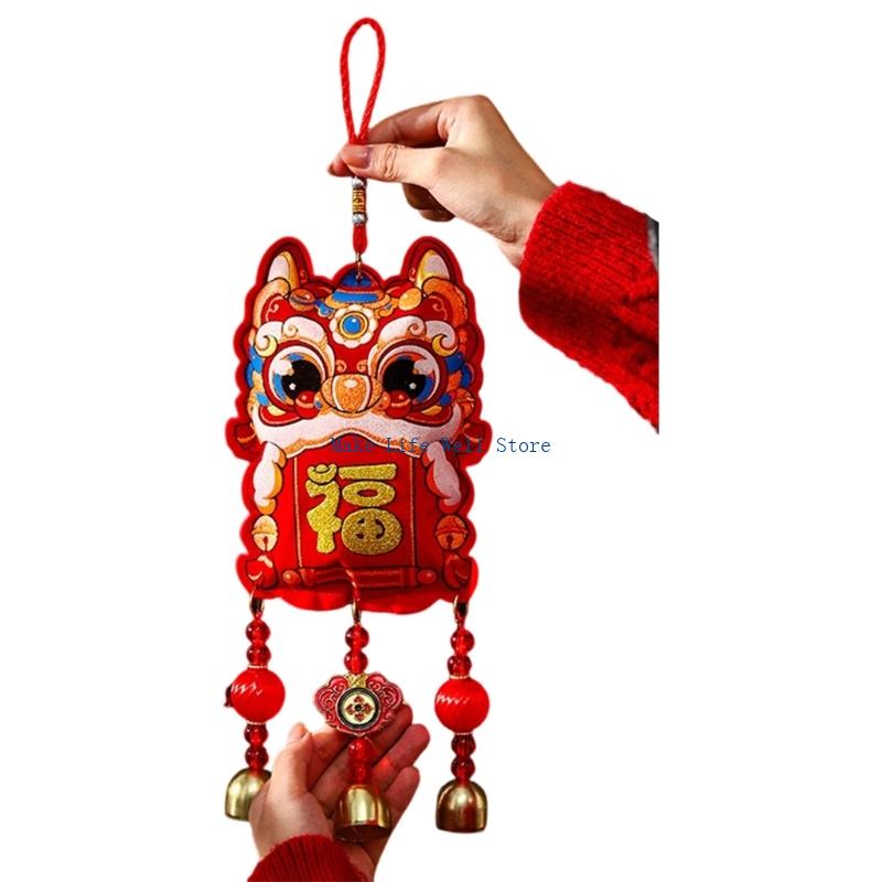 Chinese New Year Hanging Ornaments Velvety and Cotton Fabric Year of Horse Pendant for Entryway Wall Festival Event
