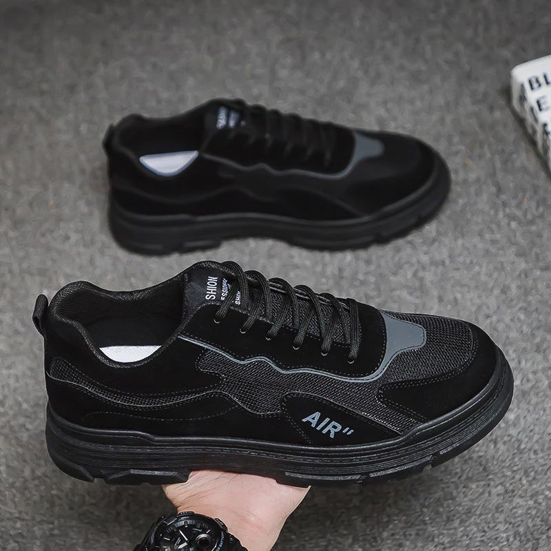 

2025 spring new leisure sports canvas trendy shoes Korean version trend heightening men s shoes versatile board shoes black cloth shoes 39 чёрный