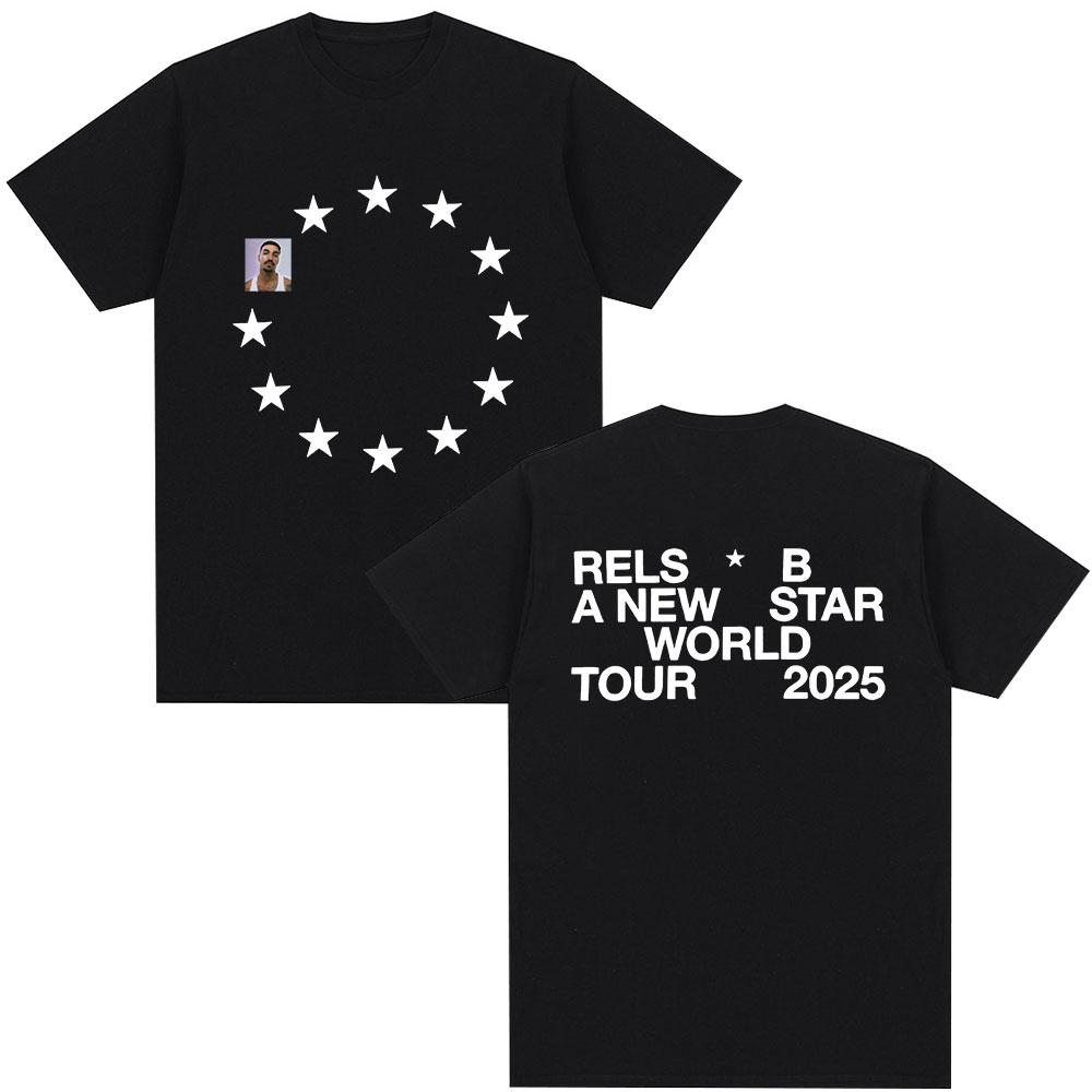 

Rels B A New Star World Tour 2025 Merch T-shirt Men s Women Clothing Hip Hop T-shirts Summer Cotton Harajuku T Shirts Streetwear S разноцветный
