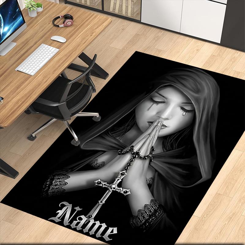 Custom Name Dark Printed Carpet, Rug for Office Chair Living Room Bedroom Kitchen Room Decor Gifts.