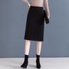 A-line High-Waisted Wool Blend Midi Skirt for Women - Slimming, Hip-Hugging, Thigh-Covering, Autumn/Winter 2025 Style.