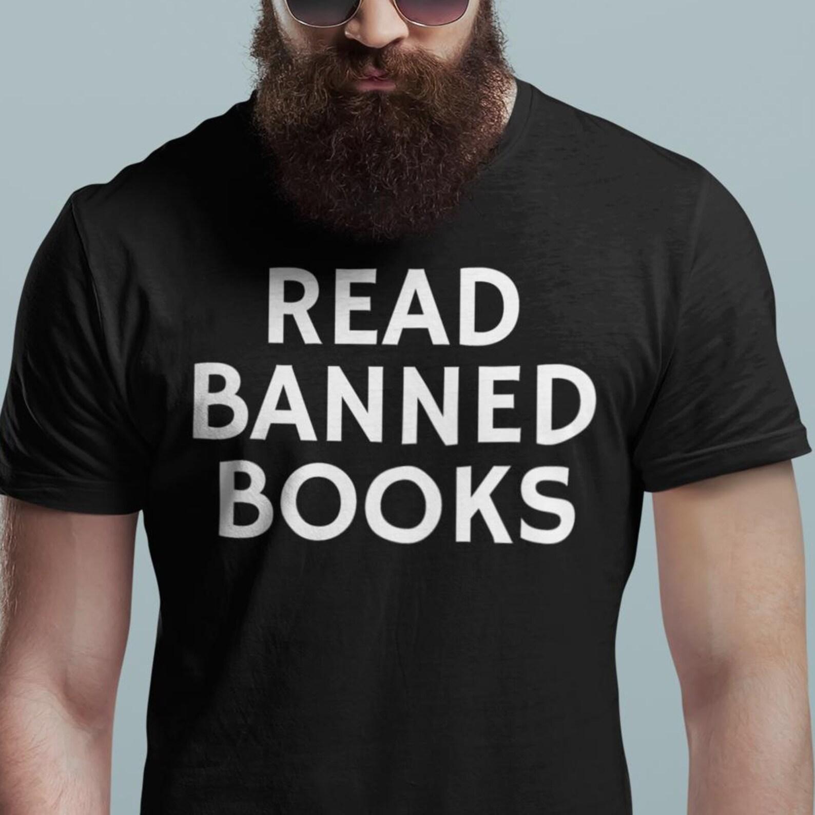 Banned Books Typography Tee Book Lover Gift for Teachers, Librarians, Literature Enthusiasts S