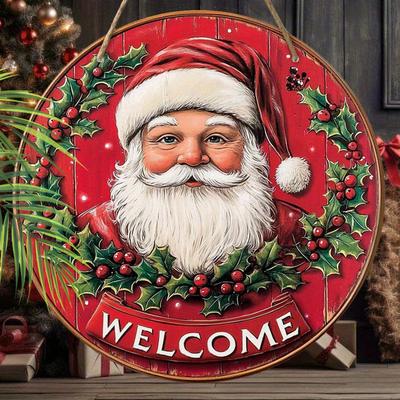 Weihnachtsdekorationsschild, hängende Innendekorationen, 2D flache Holzprodukte mit Weihnachtsmannmuster, Weihnachtsgeschenke für Freunde und Familie