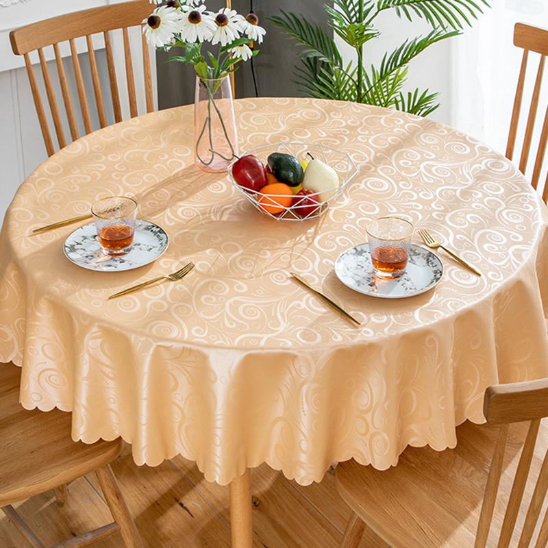 Round PVC Tablecloth Waterproof Insulate Plastic Oilproof Printed Pattern Wedding Party Restaurant White Table Cloth Decoration