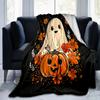 1pc Cartoon Ghost & Pumpkin Halloween Blanket  Cartoon Throw for Home Decor, Gift Idea, Room Decoration, Living Room, Travel, Camping