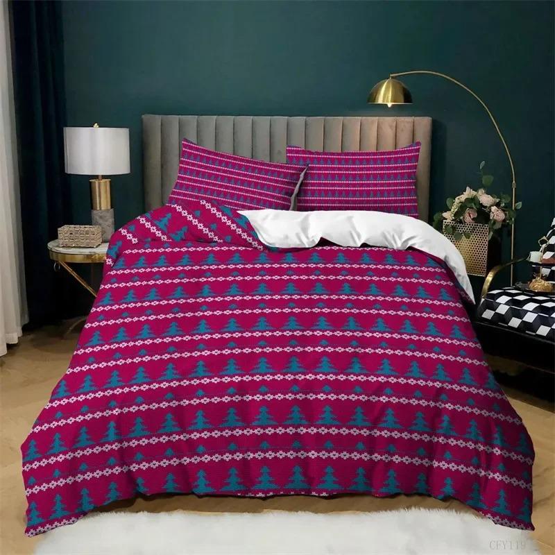 Christmas Deer Duvet Cover Santa Claus Bedding Set Full Queen Microfiber Comforter Cover With Pillowcases For Boys Girls Gifts