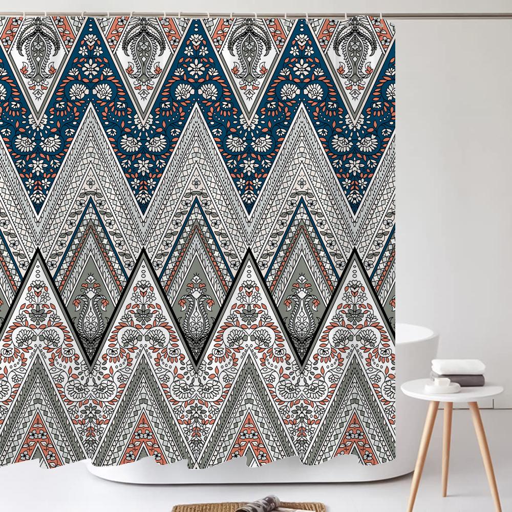 Bohemian Style Shower Curtain Printed Modern Nordic Mandala Flowers Polyster Bathroom Curtain with Hooks Home Decor Curtain