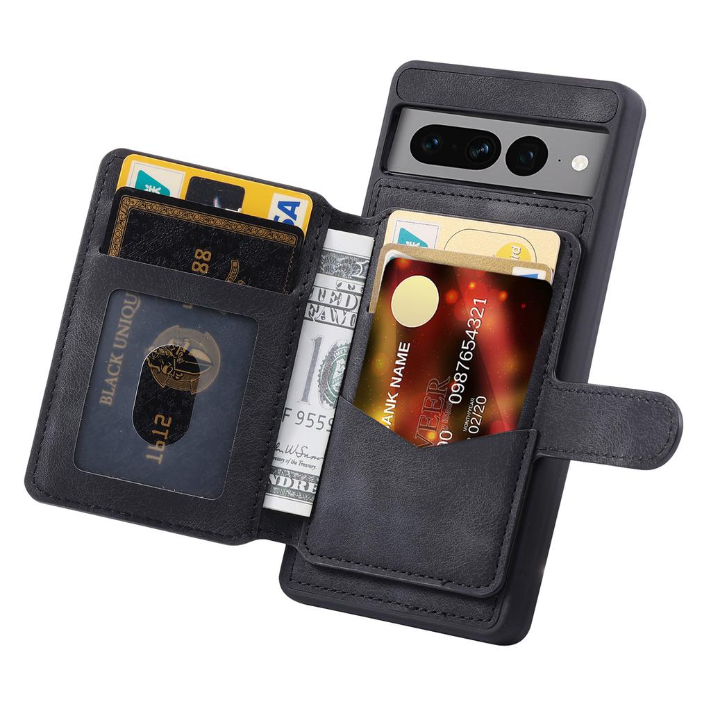 Shockproof RFID Blocking Case for Google Pixel 7 Pro 5G PU Leather TPU Phone Shell with Card Holder,Kickstand