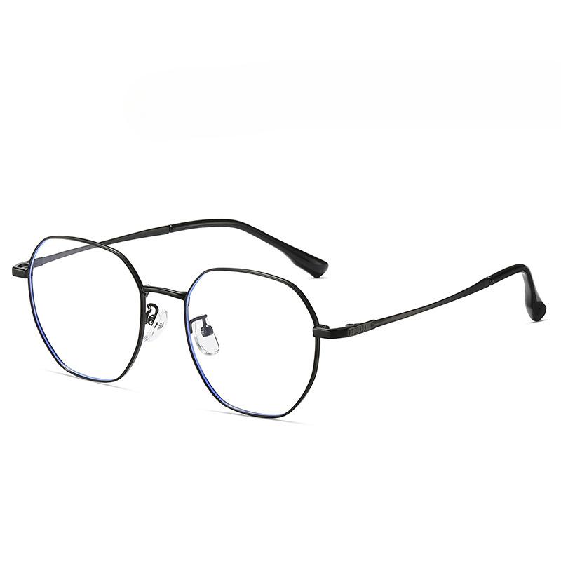 Exquisiter und modischer polygonaler Brillenrahmen für Frauen mit geschnitzten Bügeln, Anti-Blaulicht, flacher Spiegel, leichtes Myopie-Gestell für Studenten.