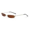 XaYbZc Narrow Sunglasses Rimless Rectangular Sun Glasses For Men Women Small Face Summer Red Blue Black