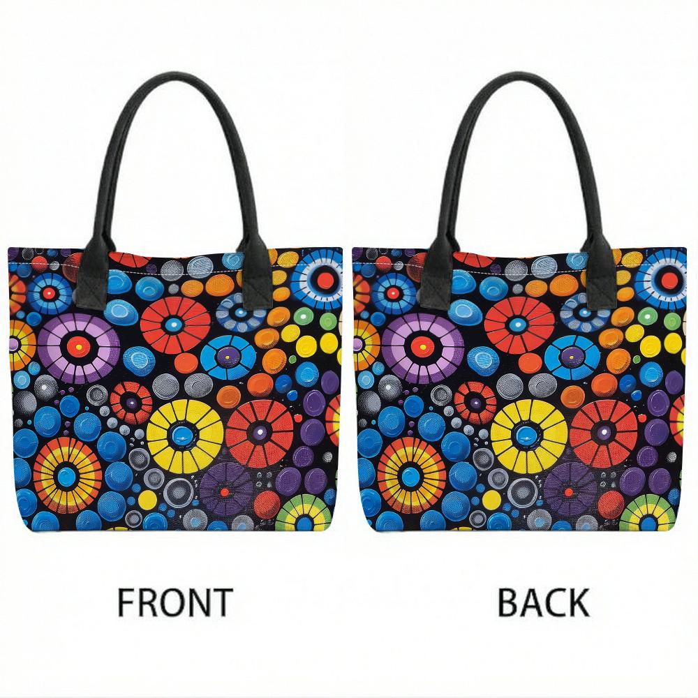  Colorful Floral Print Women Tote Bag Casual Large Capacity Shoulder Handbag for Daily Use