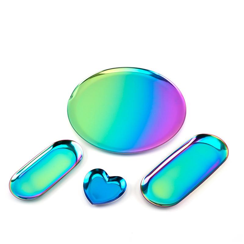 4Pcs/set Metal Storage Tray Oval Heart-shaped Tray Snack Fruit Cosmetics Jewelry Organizer Collect