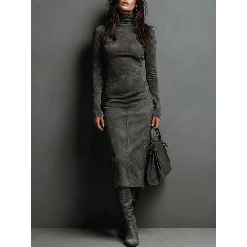 2025 Autumn Winter Slim-Fit Long-Sleeve Dress with Coat - Elegant, Sexy, and Sleek