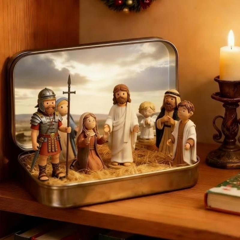 

Classical Display Gift Set Crafted For Festival Tabletop Decoration Miniature Easter Crucifixion Resurrection Scene CN