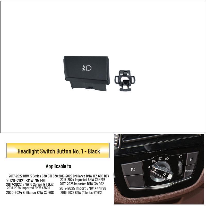 BMW 5 & 6 Series GT Headlight Switch Panel & Knob Cover for 525i G30