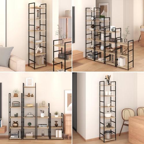XINYF Stylish Slim Open Shelving Unit/Bookshelf (Oak, 40cm W X 30cm D X 176cm H)