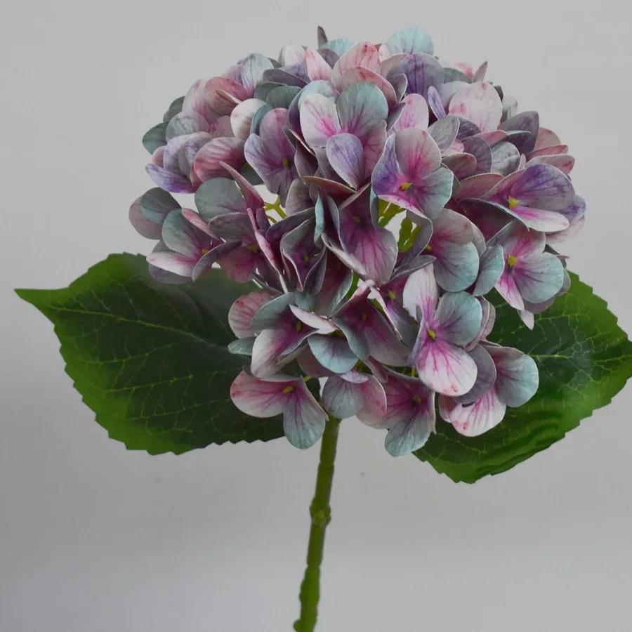 5Pcs Artificial 3D Printing Hydrangea Flowers Bridal Bouquet Wedding Decor Silk Flower Home Living Room Decoration Party Floral