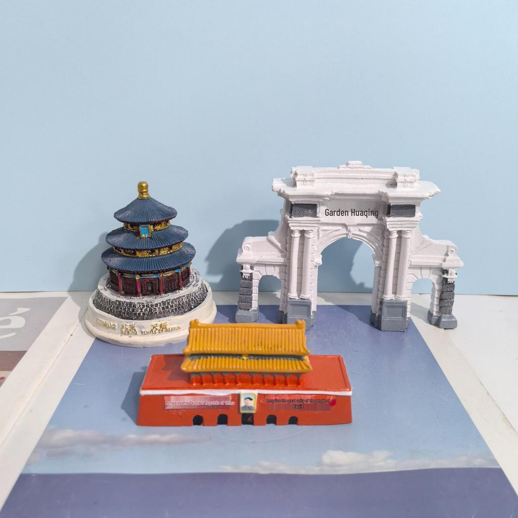 Beijing Landmarks Figurine: Tiananmen, Tsinghua, Bird's Nest, Great Wall, Temple of Heaven, Monument Models