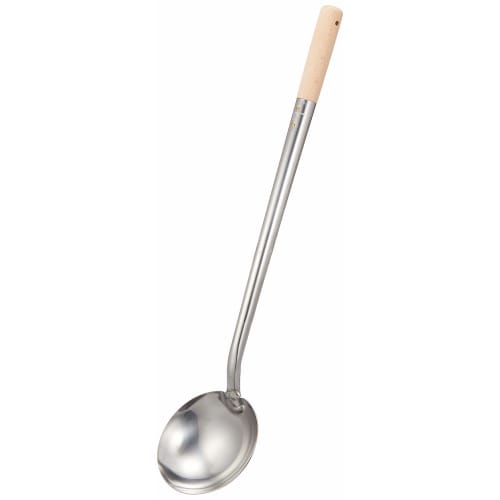 Endo Shoji Commercial Chinese Ladle, Small, 18-0 Stainless Steel Body with Beech Handle, Made In Japan, ATY11003
