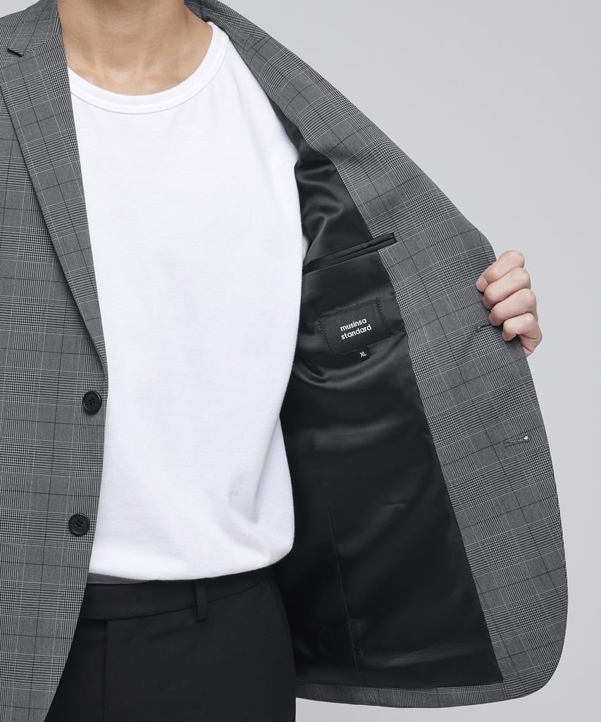 Musinsa Standard Glen Check Basic Blazer [Medium Grey]