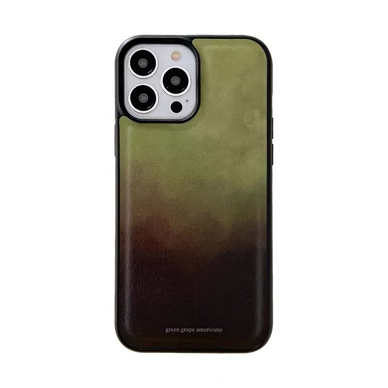 

Чехол для телефона из искусственной кожи градиентного зеленого цвета для Apple iPhone15promax - мягкий кожаный износостойкий чехол для iPhone 15/14/13/12/11, устойчивый к падениям Apple 2gs