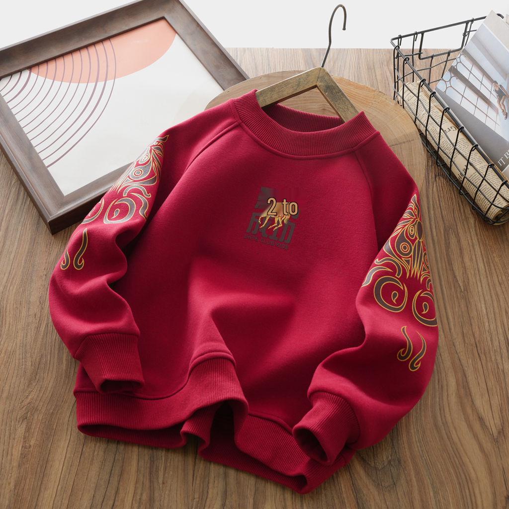 

Children s Zodiac Horse Red Fleece Hoodie - Versatile Pullover for Older Kids 140 червоний