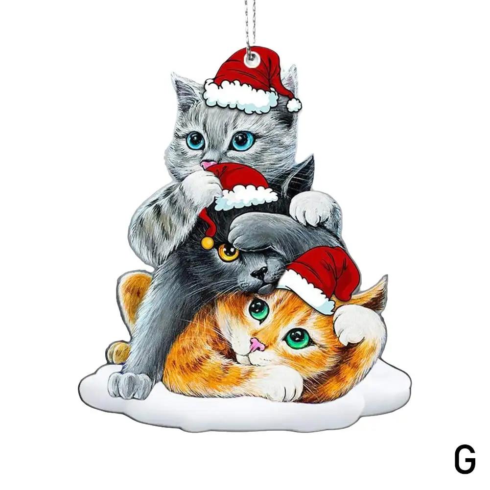 

Очаровательный черный кот рождественский орнамент 2D акриловый подвесной декор для дерева автомобильный брелок для ключей детский рождественский подарок праздничная вечеринка Sup M7L8