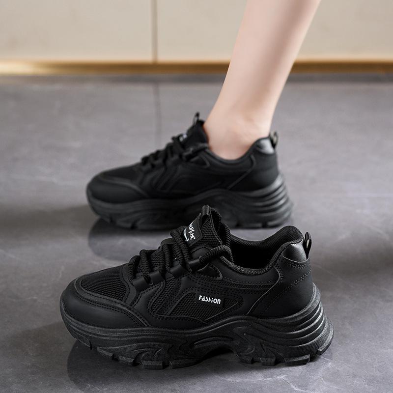 2025 Spring Women's Breathable Mesh Korean Style Thick-Soled Casual Fashion Sneakers