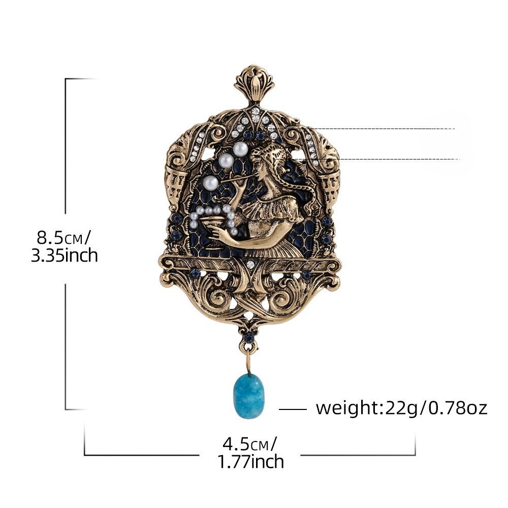 European and American retro court style alloy brooch medieval vintage heavy industry old princess corsage pin jewelry