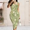 Women Plus Size Sleeveless Midi Vest Dress With Metal Ring Accent On Left Neckline