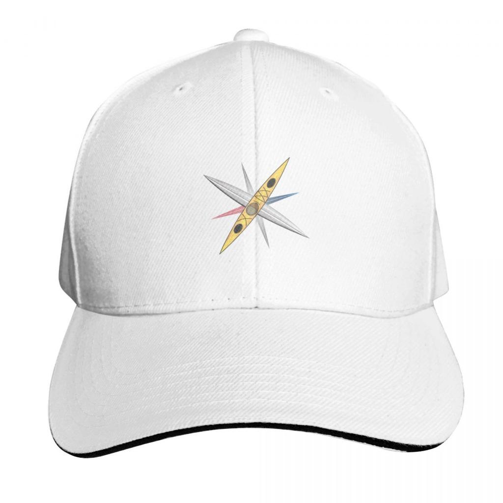 Cooles Kajakdesign mit Windrose und gelbem Kajak Baseballkappe Hip Hop Neu im Sortiment Hut Geburtstag Unisex Kappen Damen