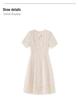 French Sequin Embroidered Lace Dress, Round Neck, Elegant Waist-Gathering, Summer Style for Women.