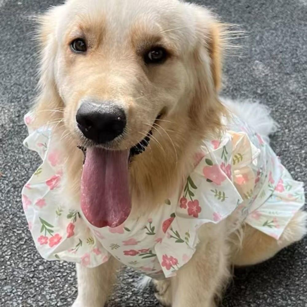 Thin Breathable Dog Floral Skirt Fruit Print Dog Cooling Clothes Pet Pullover Spring Summer