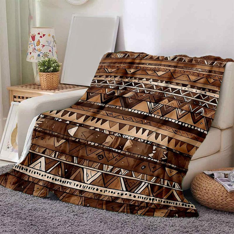 1pc Abstract Tribal Patterns Design Blanket Seasonal Home Decorative Throw for Room, Gift Idea for and , Living Room .G003