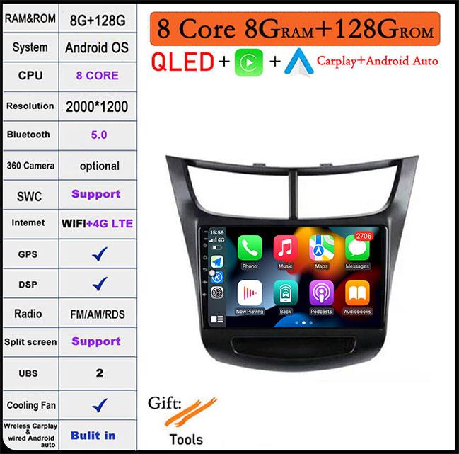 9'' For Chevrolet Sail Aveo 2015 - 2019 Android 14 Car Radio Carplay GPS Navigation Video Stereo Multimedia Player 5G Wifi