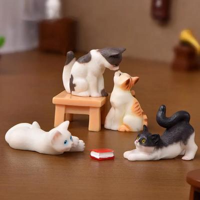 Kawaii Mini Cat Ornament Garden Kitten Statue Gift Kids Miniatures Cat Kitten Family Cats Decorative Figurines Cute Cat Crafts