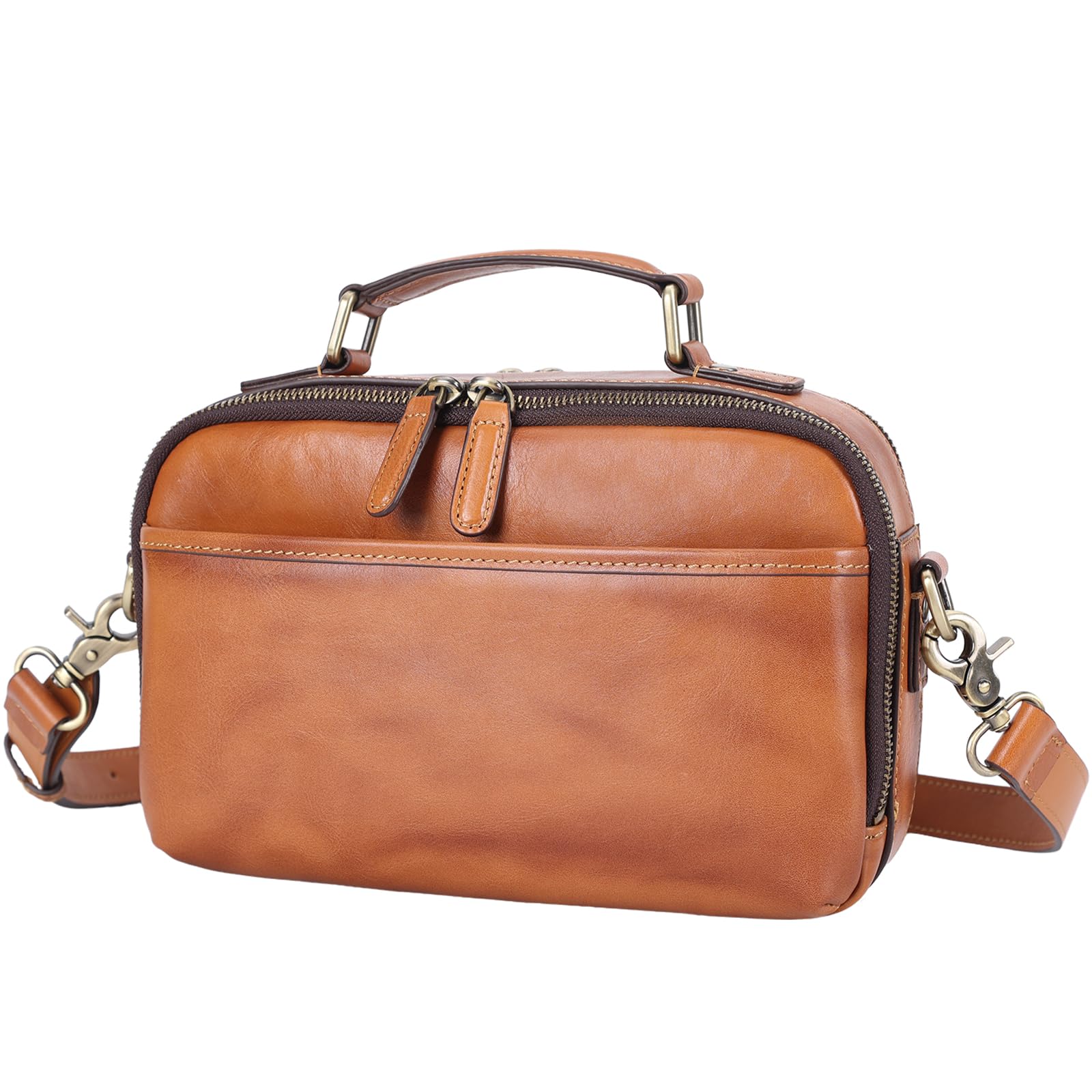 

Masa Kawa Genuine Leather Shoulder Bag, Men s, Small, 2-Way, Square, Horizontal, Stylish, Unisex, Smartphone Compatible, Tie-Dye Style, Caramel,