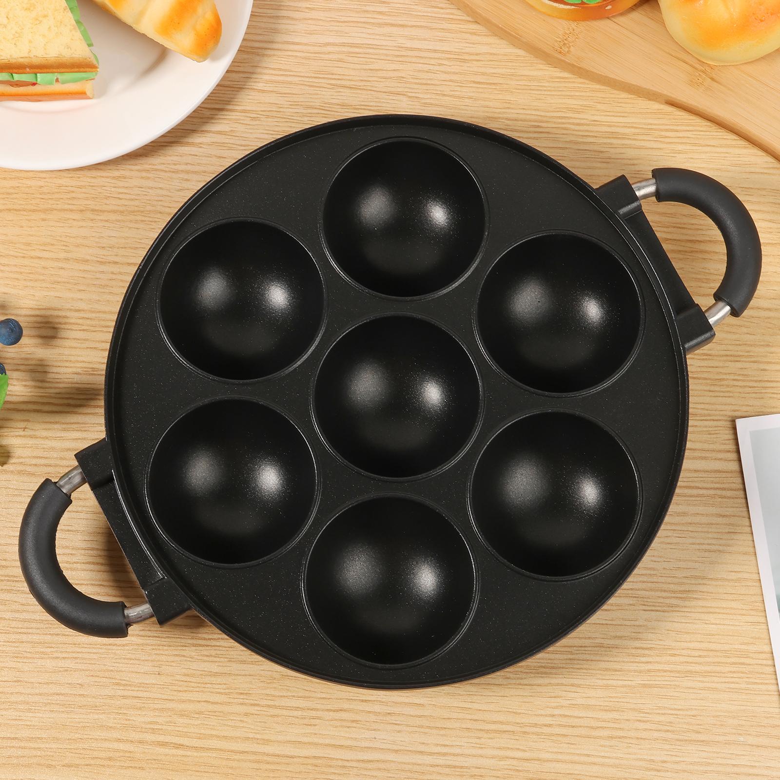 

7-hole octopus meatball frying pan baking tray mold with Ergonomic Handle Aluminum Alloy Meat Ball Maker Pan for Home Kitchen