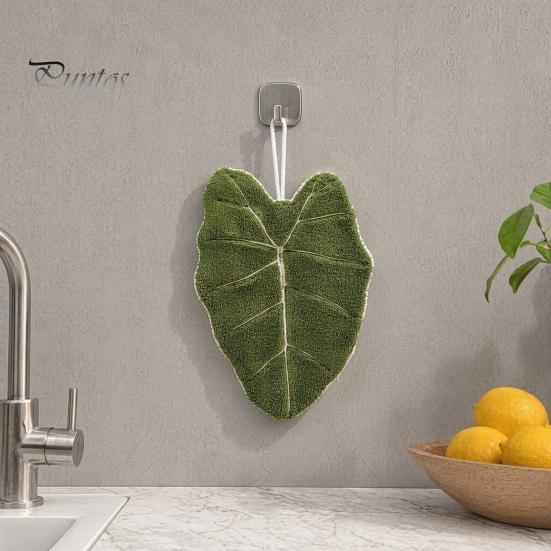 Bathroom Decor Hand Towel Leaf Shape Towel, Soft Absorbent with Hanging Loop, Decorative Shaped Cute Maple Ginkgo Design for Kitchen Drying Loop