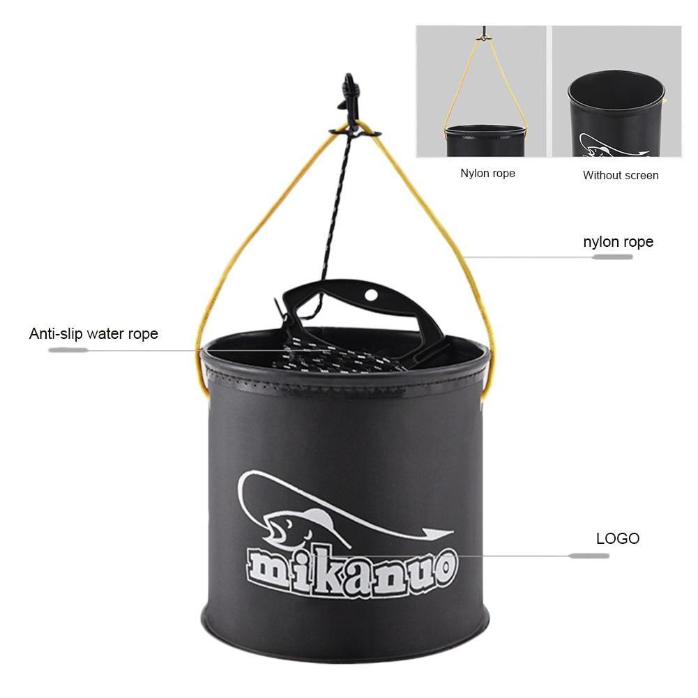 Outdoor Fishing Bucket EVA Thick Live Fish Bucket Foldable Fishing Bait Bucket with Rope/Handle Fishing Accessories