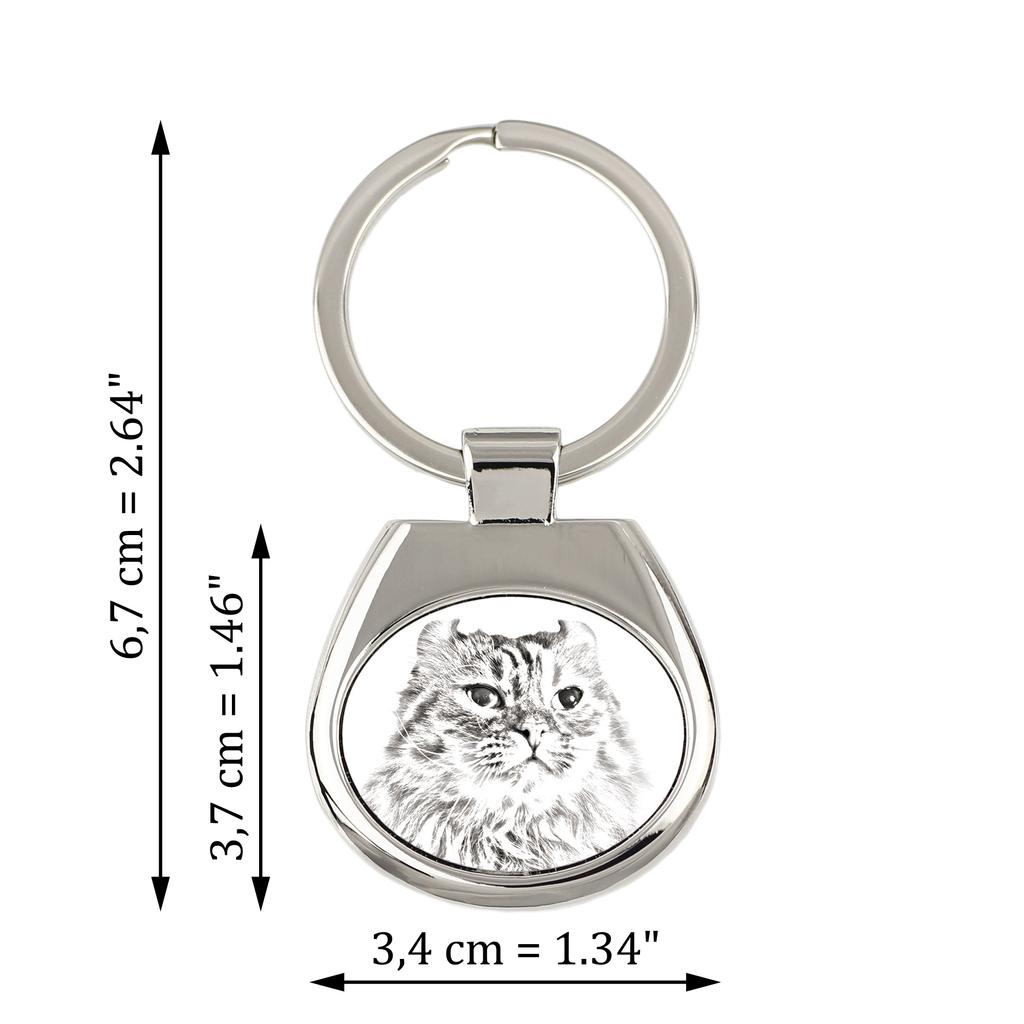 American Curl Cat - Keychain with a Cat, Keychain with a Print, Personalized Pendant from the Art-Dog Brand