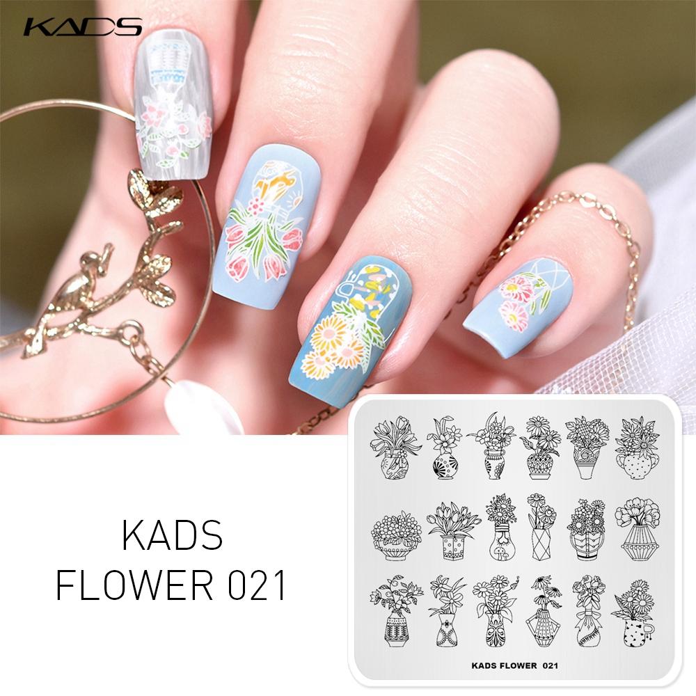 KADS Nail Stamping Plates Flower 021 Bouquet Potted Plants Flowers Nail Art Stamping Template Stamp Nails Tools Manicure