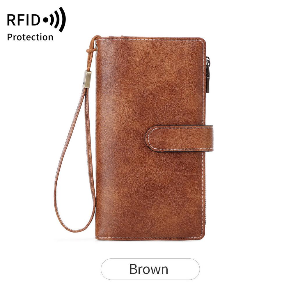 Portafoglio Multifunzionale in Pelle RFID per Donna con Grande Capacità e Stile Vintage