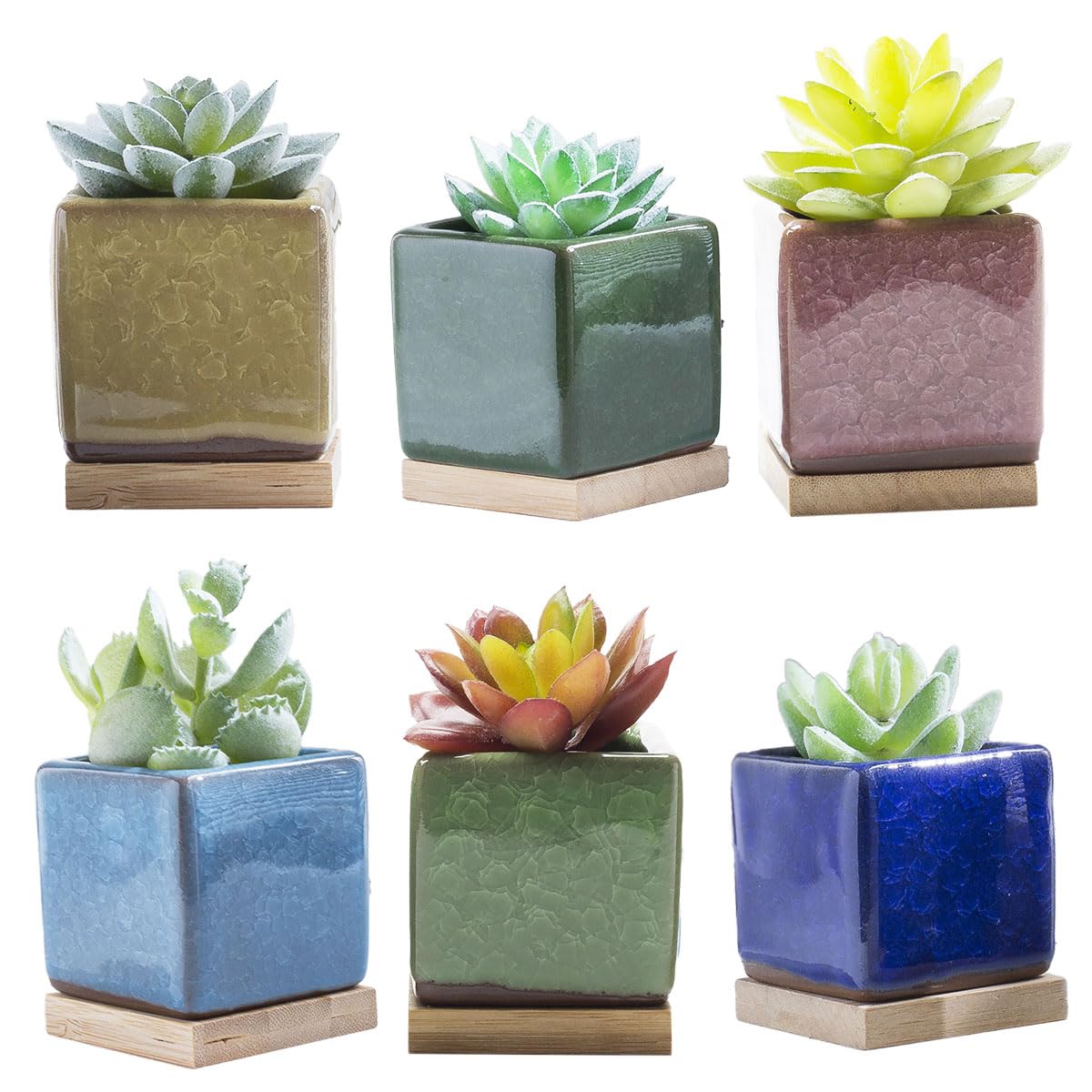 

iikuru Stylish Succulent Planter Ceramic Pots for Houseplants Set,