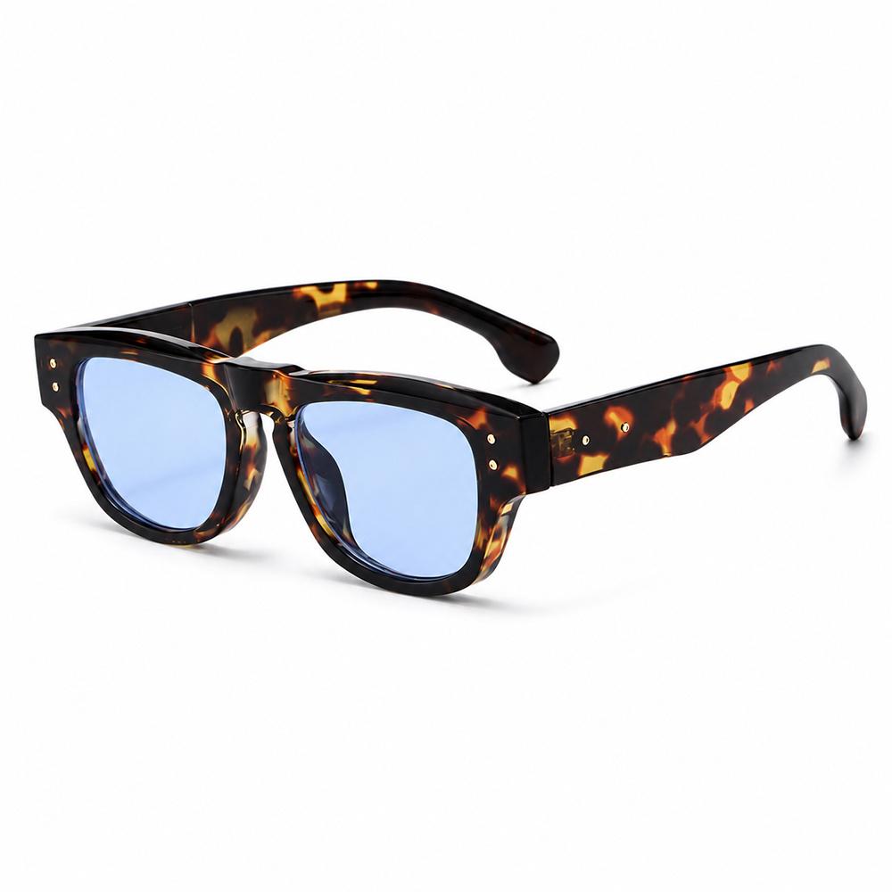 Retro Bold Square Sunglasses Unisex Black Rivet Decor UV400 Protection Fashion Shades Men Women Trendy Daily Outdoor Sun Glasses