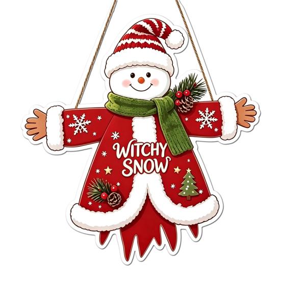 Seasonal Party Supplies Wooden Christmas Hanging Pendant, Cartoon Welcome Sign for Front Door, Holiday Shop Decorations Wall Decor with Cute